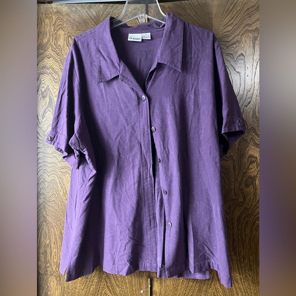 Liz Baker 3X Purple Button Down Shirt